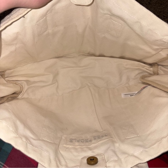 New Free People Kiss My Patch White Tote Bag Purse - Picture 4 of 4